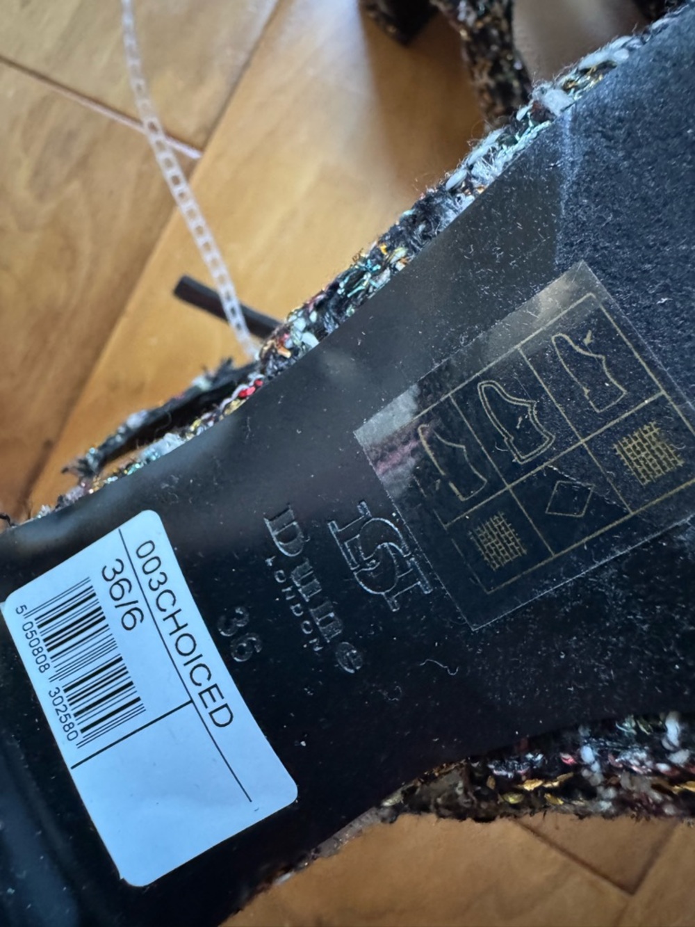 NWT DUNE Choices Chain-Embellished Tweed Slingback Heeled Courts Sz 36/6 - Picture 13 of 13